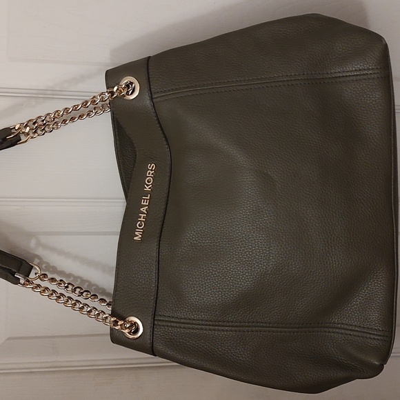 Michael Kors Shoulder Green Pebbled Leather Tote - Picture 1 of 11